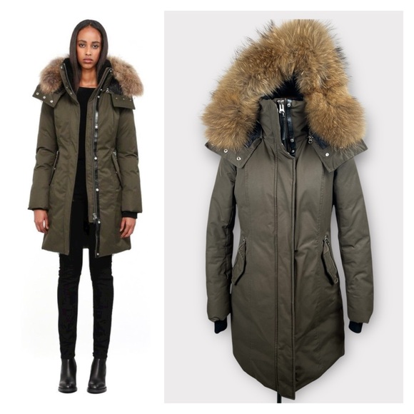 Mackage Kerry Down Puffer with Fur Trim Hood Olive Green Medium - Picture 1 of 15
